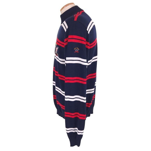 Paul & Shark Yachting Striped 1/2 Zip Sweater L Mens Navy Blue Collection $375 - Picture 6 of 15